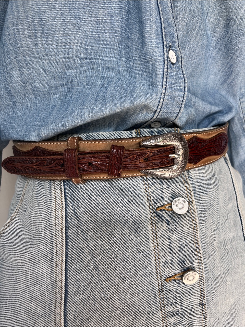 Silver Creek Classics Tooled Leather Western Belt 38
